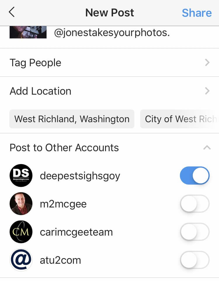 Instagram cho phép marketer chia sẻ bài đăng trên nhiều tài khoản